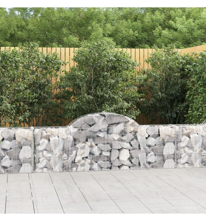 Paniers à gabions arqués 2 pcs 200x30x60/80 cm Fer galvanisé | Mobilier & Déco