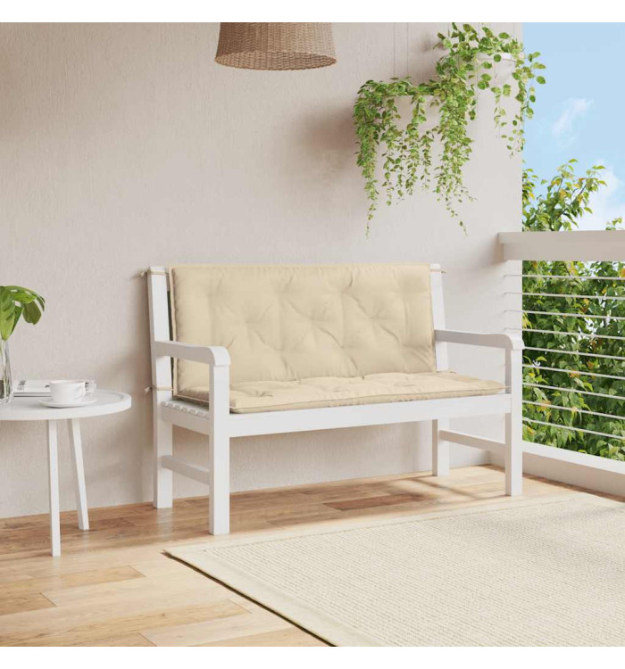Coussin de banc de jardin beige 120x(50+50)x7 cm tissu oxford | Mobilier & Déco
