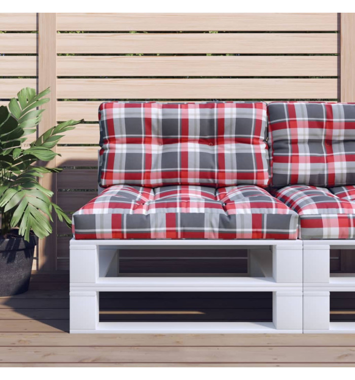 Coussins de palette lot de 2 motif à carreaux rouge tissu | Mobilier & Déco