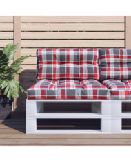 Coussins de palette lot de 2 motif à carreaux rouge tissu | Mobilier & Déco