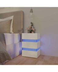 Table de chevet à LED blanc brillant 45x35x67 cm | Mobilier & Déco