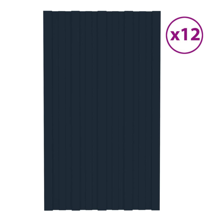 Panneaux de toiture 12 pcs Acier galvanisé Anthracite 80x45 cm | Mobilier & Déco