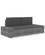 Canapé sectionnel 2 places Résine tressée Gris | Mobilier & Déco