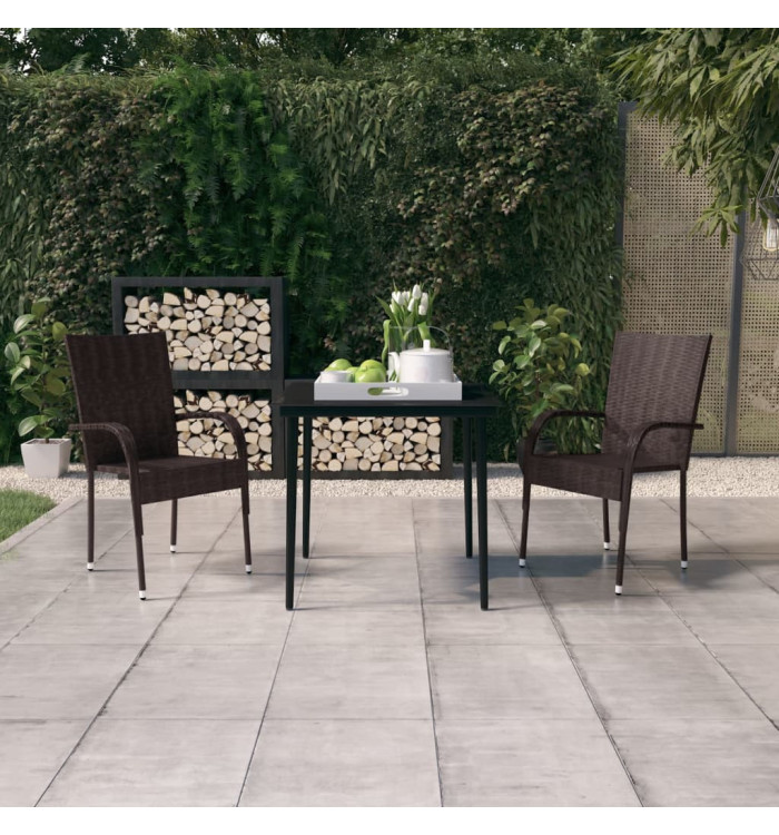 Ensemble à manger de jardin 3 pcs Marron et noir | Mobilier & Déco