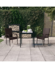 Ensemble à manger de jardin 3 pcs Marron et noir | Mobilier & Déco