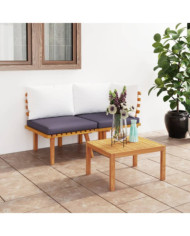 Salon de jardin 2 pcs avec coussins Bois d'acacia solide | Mobilier & Déco