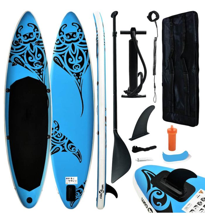 Ensemble de planche SUP gonflable 366x76x15 cm bleu | Mobilier & Déco