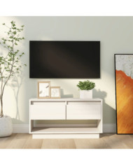 Meuble TV Blanc 74x34x40 cm Bois de pin massif | Mobilier & Déco