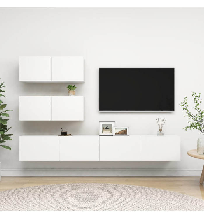 Ensemble de meubles TV 4 pcs Blanc Bois d'ingénierie | Mobilier & Déco