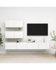 Ensemble de meubles TV 4 pcs Blanc Bois d'ingénierie | Mobilier & Déco