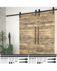 Kits de fixation pour porte coulissante 2 pcs 200 cm Acier Noir | Mobilier & Déco