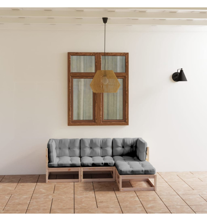 Salon de jardin 4 pcs avec coussins Bois de pin massif | Mobilier & Déco