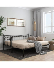 Cadre de canapé-lit extensible sans matelas Noir Métal 90x200cm | Mobilier & Déco