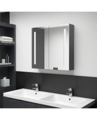 Armoire de salle de bain à miroir LED Gris 62x14x60 cm | Mobilier & Déco