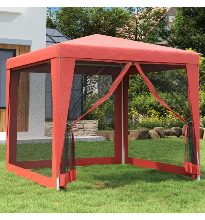 Tente de fête avec 4 parois latérales en maille Rouge 2.5x2.5 m | Mobilier & Déco