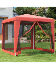Tente de fête avec 4 parois latérales en maille Rouge 2.5x2.5 m | Mobilier & Déco