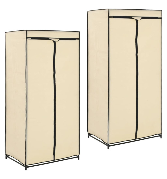 2 pcs Garde-robes Crème 75x50x160 cm | Mobilier & Déco