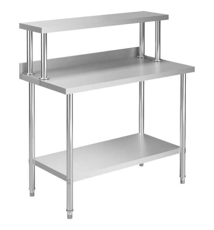 Table de travail de cuisine avec étagère 120x60x120 cm Inox | Mobilier & Déco