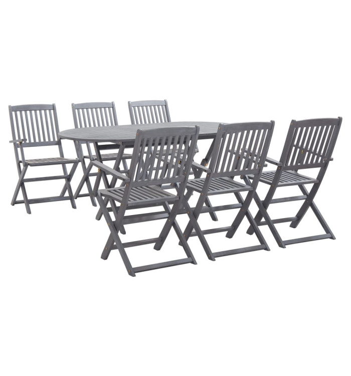 Ensemble à manger de jardin 7 pcs Bois d'acacia massif Gris | Mobilier & Déco