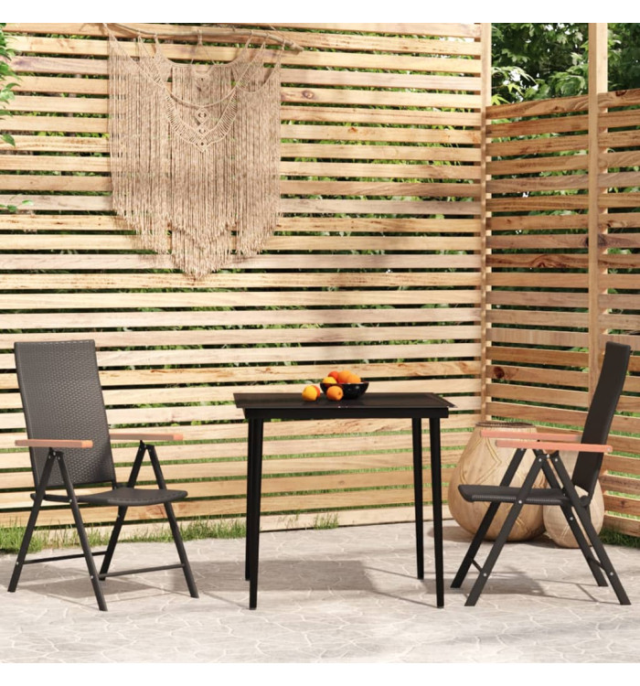 Ensemble à manger de jardin 3 pcs Noir | Mobilier & Déco