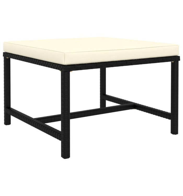 Repose-pied sectionnel avec coussin Noir Résine tressée | Mobilier & Déco
