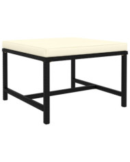 Repose-pied sectionnel avec coussin Noir Résine tressée | Mobilier & Déco