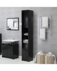 Armoire de salle de bain Noir 30x30x183,5 cm Bois d'ingénierie | Mobilier & Déco