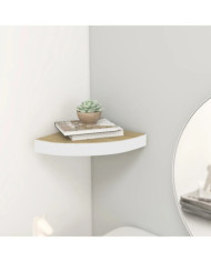 Étagère d'angle murale Chêne et blanc 25x25x3,8 cm MDF | Mobilier & Déco