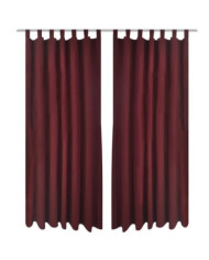2 pcs Rideau à Passant Micro Satin Bordeaux 140 x 245 cm | Mobilier & Déco