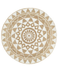 Tapis fait à la main Jute avec imprimé blanc 150 cm | Mobilier & Déco