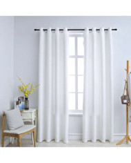 Rideau occultant et anneaux en métal 2pcs Blanc cassé 140x245cm | Mobilier & Déco