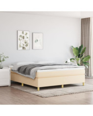 Sommier à lattes de lit avec matelas Crème 160x200 cm Tissu | Mobilier & Déco