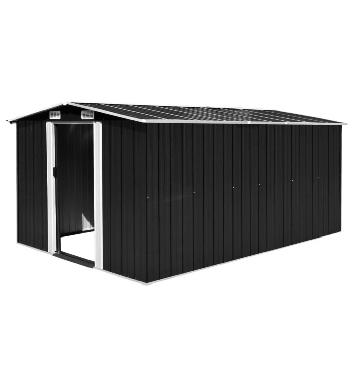 Abri de jardin 257x392x181 cm Métal Anthracite | Mobilier & Déco