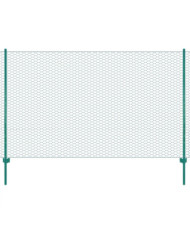 Clôture en grillage métallique avec poteaux Acier 25x2 m Vert | Mobilier & Déco