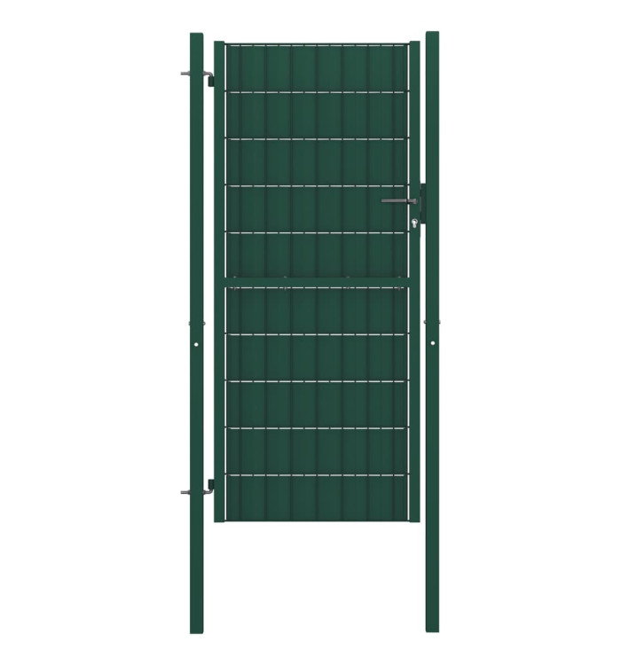 Portail de clôture PVC et acier 100x124 cm Vert | Mobilier & Déco