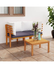 Canapé de jardin 2 places avec coussins Bois d'acacia massif | Mobilier & Déco