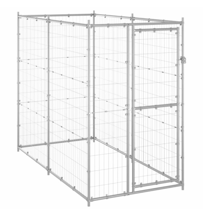 Chenil extérieur pour chiens Acier galvanisé 110x220x180 cm | Mobilier & Déco