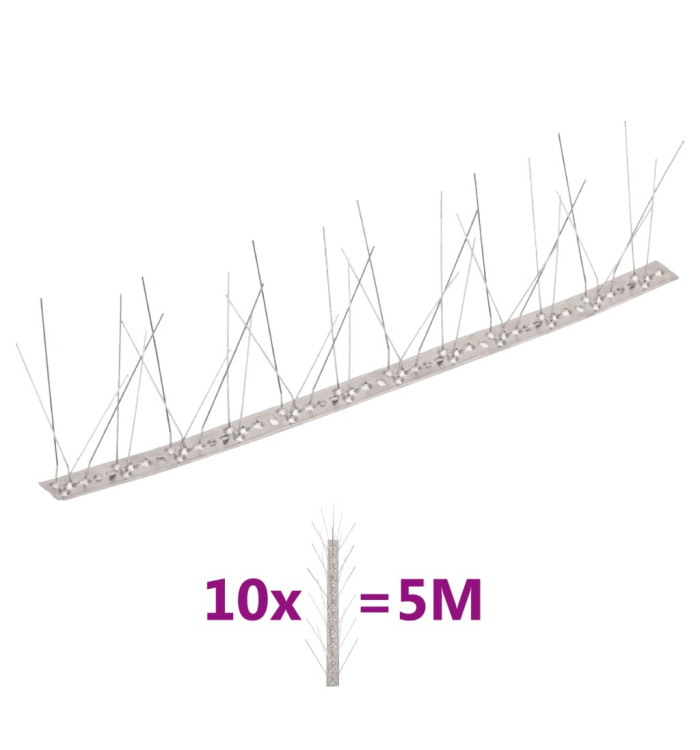 Ensemble de 10 pointes à 5 rangées contre oiseaux Inox 5 m | Mobilier & Déco
