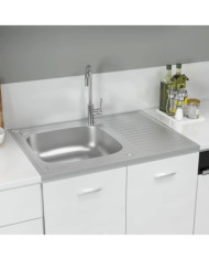 Jeu d'évier de cuisine et égouttoir argenté 800x600x155 mm inox | Mobilier & Déco