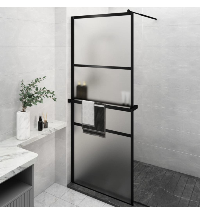 Paroi de douche avec étagère Noir 80x195 cm Verre ESGetAluminium | Mobilier & Déco