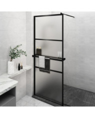 Paroi de douche avec étagère Noir 80x195 cm Verre ESGetAluminium | Mobilier & Déco