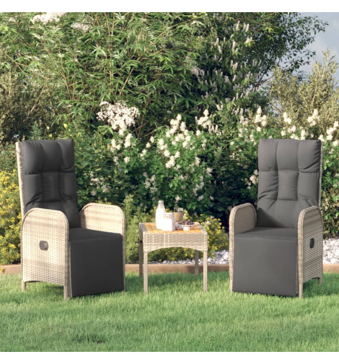 Chaises inclinables d'extérieur et coussins lot de 2 Poly rotin | Mobilier & Déco