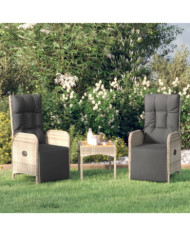 Chaises inclinables d'extérieur et coussins lot de 2 Poly rotin | Mobilier & Déco