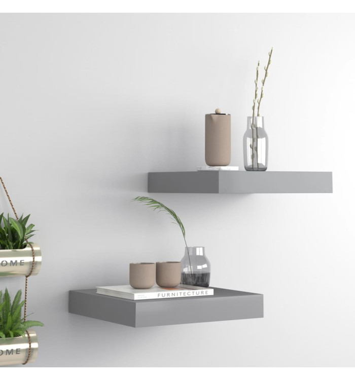 Étagères murales flottantes 2 pcs gris 23x23,5x3,8 cm MDF | Mobilier & Déco