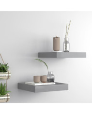 Étagères murales flottantes 2 pcs gris 23x23,5x3,8 cm MDF | Mobilier & Déco