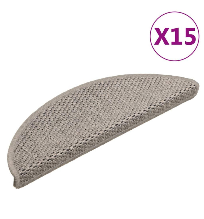 Tapis d'escalier autocollants aspect sisal 15 pcs 56x17x3 cm | Mobilier & Déco