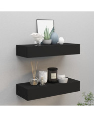 Étagères à tiroirs murales 2 pcs Noir 60x23,5x10 cm MDF | Mobilier & Déco