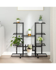 Jardinière avec roues 94,5x24,5x91,5 cm Noir Fer | Mobilier & Déco