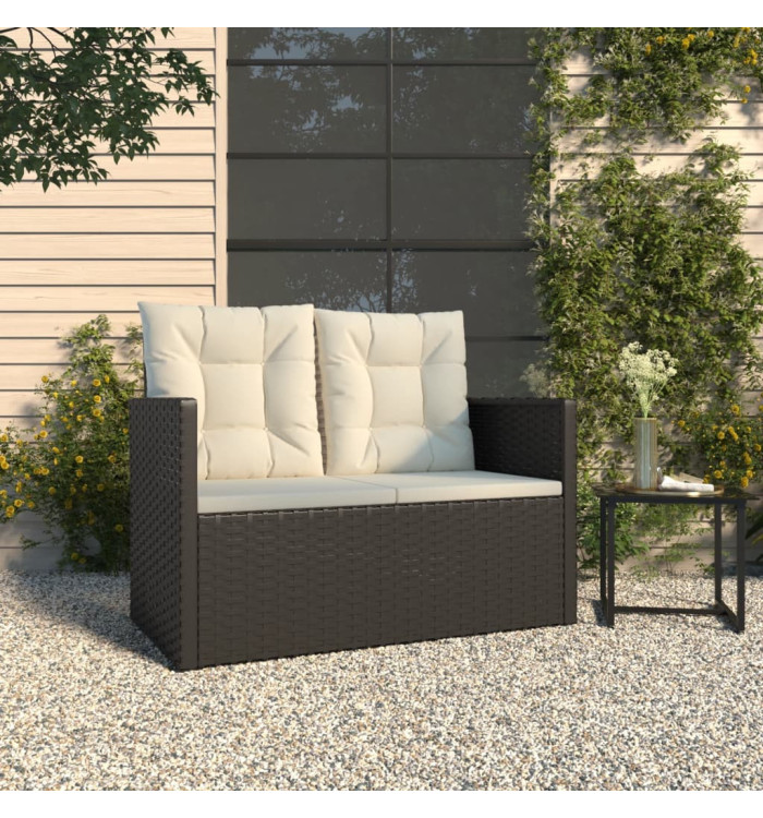 Banc de jardin avec coussins Noir 105 cm Résine tressée | Mobilier & Déco