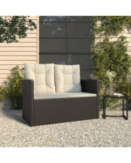 Banc de jardin avec coussins Noir 105 cm Résine tressée | Mobilier & Déco